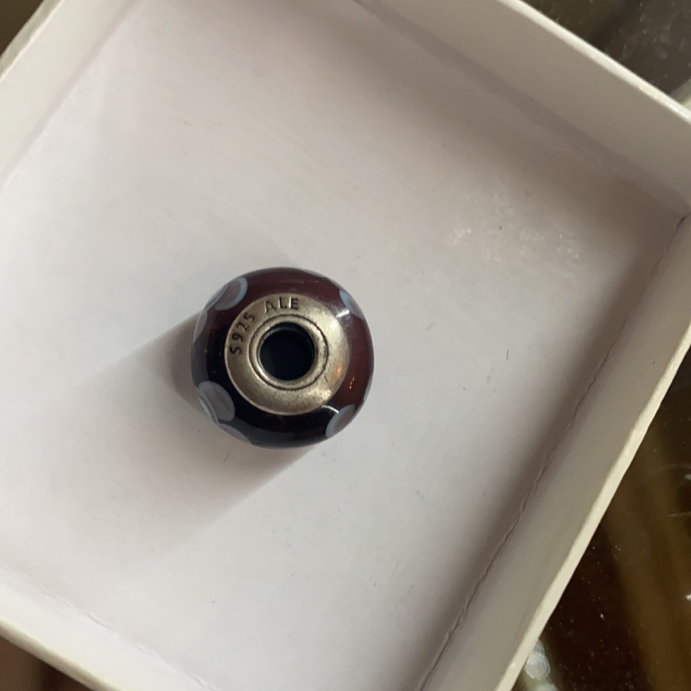 PANDORA Purple Charm with Blue Flowers - Picture 2 of 2